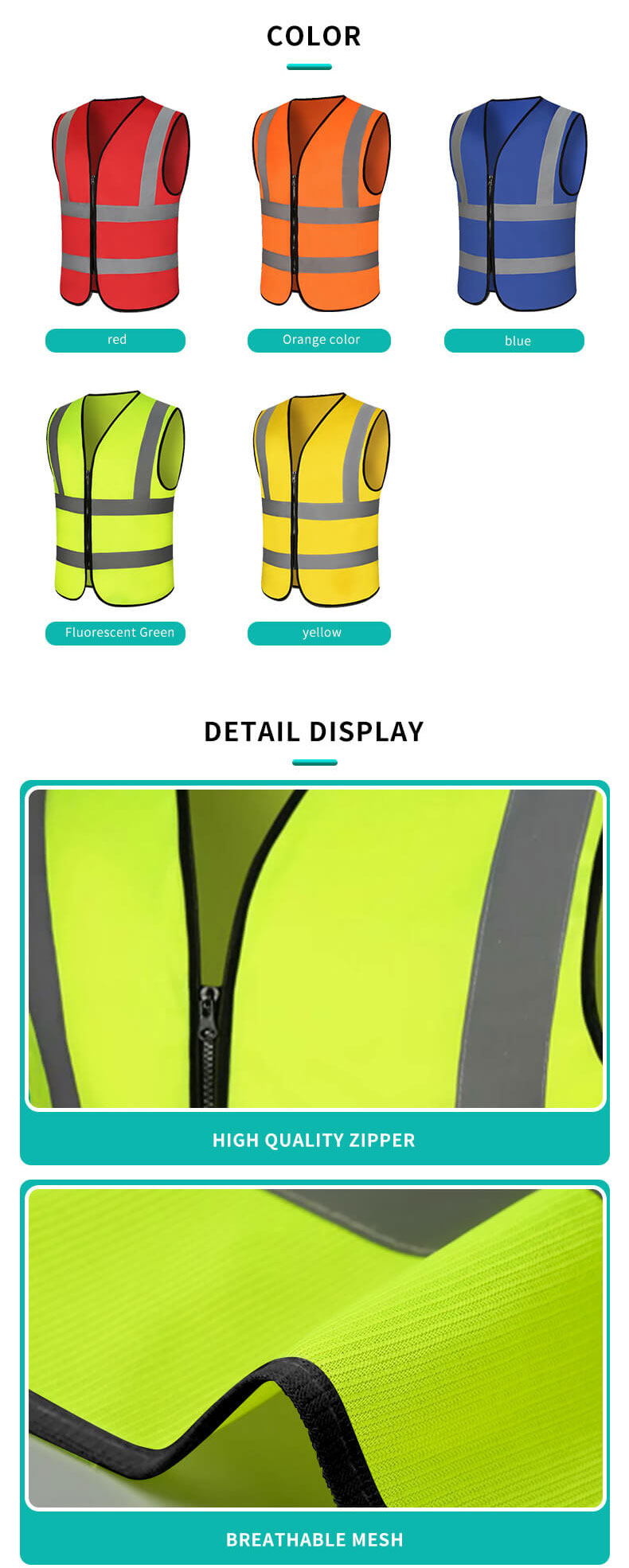 Two vertical and two horizontal high visual workwear vest10