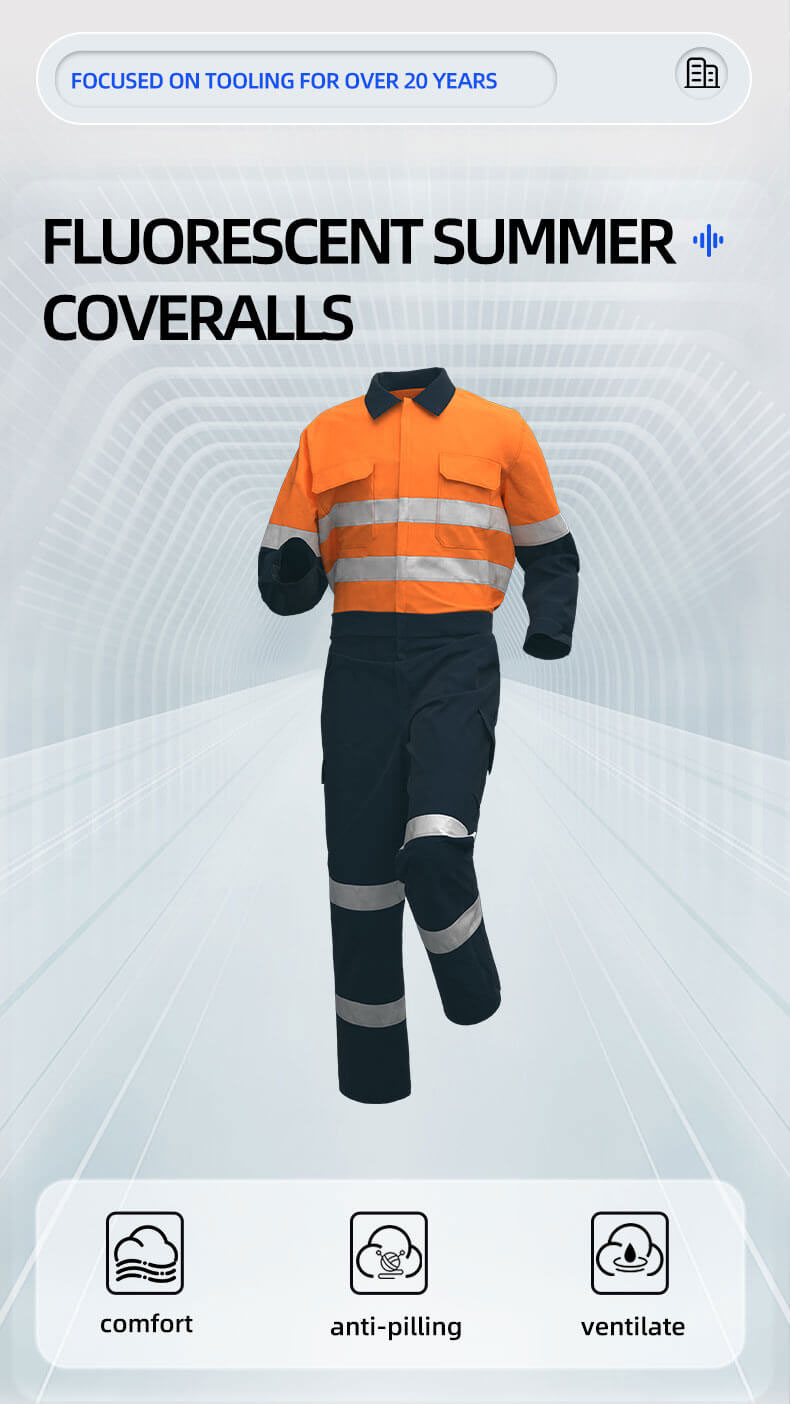 Summer thin cotton high-visibility coveralls